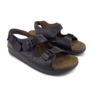 SAS Sandals Mens 9.5 Women 11 Wide Brown Leather Tripad Comfort Two Strap Buckle - Picture 1 of 15