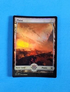 1x Plains Basic White Land Zendikar Rising 2020 Mtg Magic Card 266 Foil Full Art - Picture 1 of 2