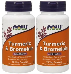 Turmeric & Bromelain 90 Veg Capsules by NOW Foods (2 Pack) *Free Shipping*  - Picture 1 of 1