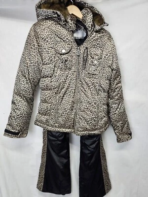 Obermeyer SnowPants Leighton Insulated Ski Jacket Black Animal Print 10 Leopard - Image 1 of 4