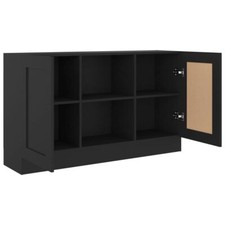 AX Credenza Armadietto Nero 2Scomparti 120x30.5x70cm Piano MDF Libri New 802778