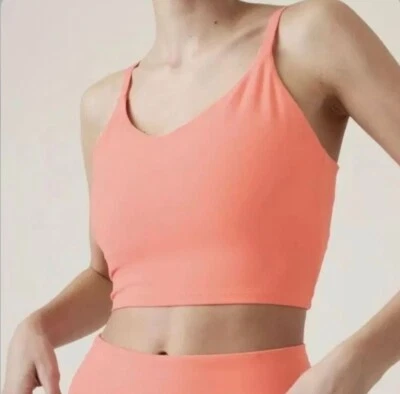 Athleta Elation V-Neck Crop Adjustable Straps Sports Bra Coral  D-DD Size 3X - Image 1 of 4