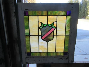 ~ ANTIQUE STAINED GLASS WINDOW 2 OF 2 ~ 22.5 X 24.25 ~ ARCHITECTURAL SALVAGE - Picture 1 of 9