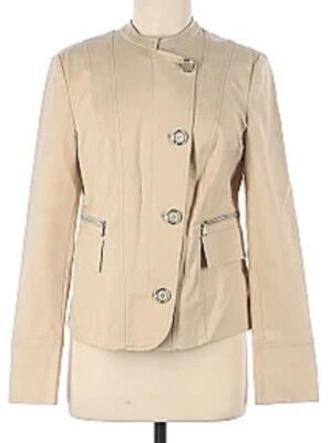 Per Se By Carlisle Blazer 女式 2 码棕褐色长袖夹克工作生涯 — 第 1/4 张图片