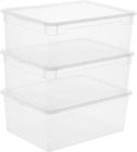 Rotho, Clear, Set of 3 storage boxes 10l with lid, Plastic PP BPA-free, 3 x 10l