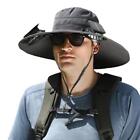 Uv Protective Fisherman Garden Hat With Dual Solar Fans Wide Brim Summer Style 