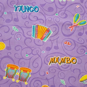 Latin Dance Music Scrub Top Womens Large Tango Mambo Rhumba Samba Maracas Purple - Picture 1 of 12