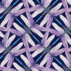 Metallic Navy Violet Pinwheel Geo Dance of Dragonfly Cotton Quilting Fabric