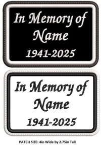 Custom Embroidered In Memory Patch  4" x 2.75" - Picture 1 of 2