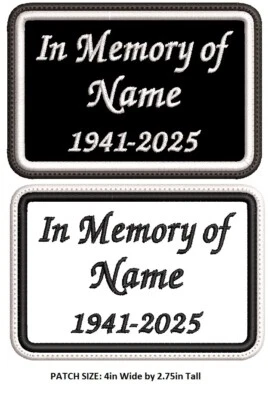 Custom Embroidered In Memory Patch  4" x 2.75" - Image 1 of 2