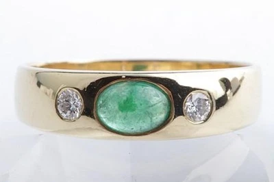 Bandring Smaragd Brillant Diamant 750 18K Gelb Gold Gr. 56 . - Bild 1 von 4