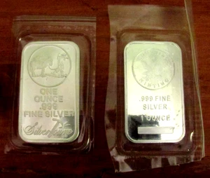(1) SUNSHINE MINTING, (1) SILVER TOWNE, (2) FINE SILVER BARREN, SEALED IN PLASTIC - Bild 1 von 4
