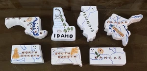 (x7) Vintage Parkcraft Ceramic State Shaped Salt Pepper Shakers Lot Souvenirs - Picture 1 of 5