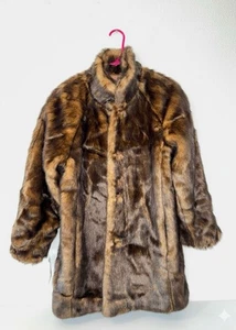 Abrigo de piel sintética reversible Jones New York vintage para mujer L beige tostado nuevo con etiquetas - Imagen 1 de 11