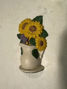 Vintage Cast Iron Painted Lillies Door Stop Yield House Taiwan 8 In. - Picture 1 of 2