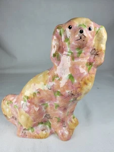 Spaniel Dog Pottery Floral Park Rose Figurine Vintage 21.4cm High Rare Prop - Picture 1 of 12