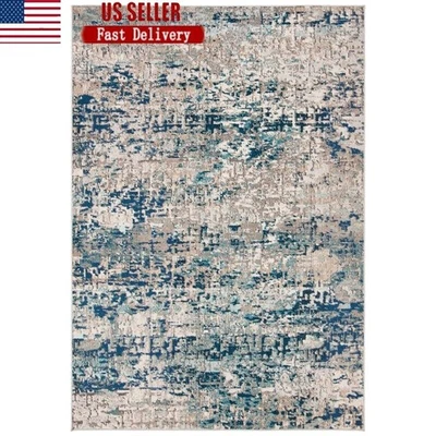 Abstract Area Rug Non-Slip Backing Indoor Carpet Durable Transitional Design New - Image 1 of 4