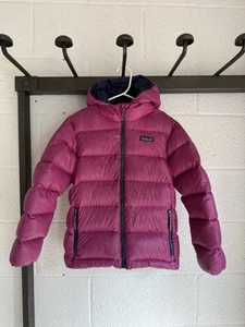 Patagonia Kids Hi-Loft Down Sweater Hoody SZ S (7-8) Wax Magenta Purple Orchid - Picture 1 of 17