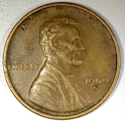 RARE 1969-S Lincoln Memorial Penny Floating Roof No FG Errors. - Image 1 of 4