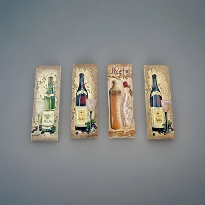 Kate McRostie 3D Wine Bottle Wall Plaques Set of 4 Rustic Kitchen Decor - Image 1 of 4