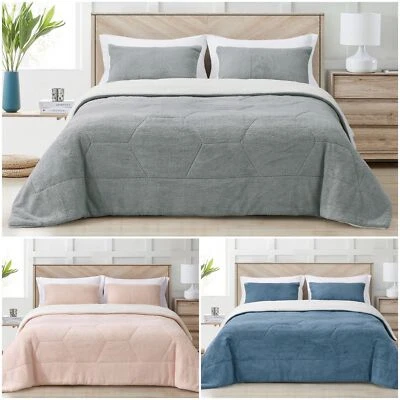 Wynne 3-Piece Honeycomb Reversible Double Sided Sherpa Comforter Set - Image 1 of 4