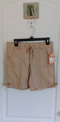 NUEVO CON ETIQUETAS Op Brand Talla 7 Corbata Dobladillo Pantalones Cortos Tostado Sésamo Foto 1 de 4