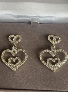 NOLAN MILLER QVC JEWELRY GRACIOUS HEART EARRINGS GLAMOUR COLLECTION RHINESTONE - Picture 1 of 7