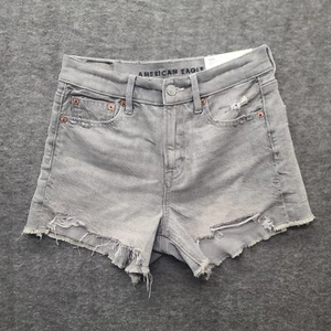 American Eagle Jean Shorts Womens 000 Relaxed Fit Super High Rise Mom Strigid - Picture 1 of 12