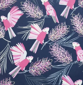 Handmade Decorative Table Runner Navy Blue Pink Grey Galah Print 148cm x 32cm - Picture 1 of 21