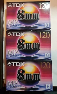 TDK NEW 8mm videotape lot of 3, two HS-120 and one MP-120, FREE SHIPPING - Picture 1 of 2