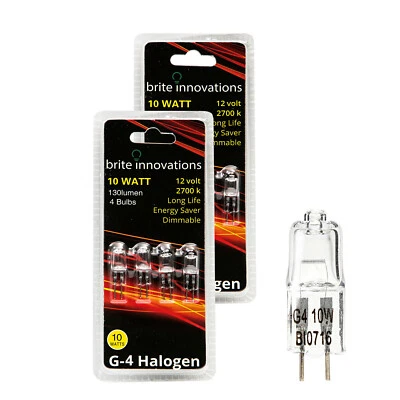 Brite Innovations G4 Halogen Bulb, 10 Watt,12Volt Q20, CL,T3 JC Type Dimmable
