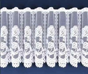 Andrea Lace Cafe Net Curtains White in 12" Drop (FULL ROLL 43 MTS) - Picture 1 of 1
