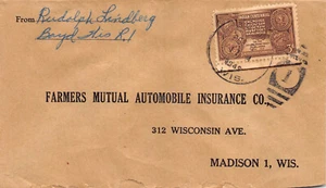 Wisconsin Cover 1949 BOYD Duplex Cxl to Farmers Mutual Ins Madison - Lindberg - Picture 1 of 3