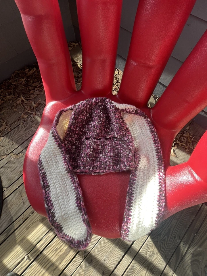 Máscara de esquí tejida personalizada Y2K Streetwear conejito pasamontañas con orejeras púrpura [RARA] Foto 1 de 2