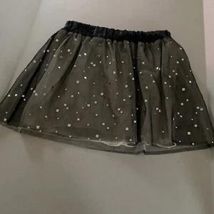 SO Girls Skirt Sz XS S (7/8) Silver Black Tulle Elastic Waist Sparkle - Picture 1 of 5