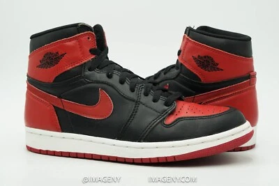 AIR JORDAN 1 RETRO 1994 HIGH USED SIZE 8 BRED BLACK VARSITY RED WHITE 130207 061 - Image 1 of 4