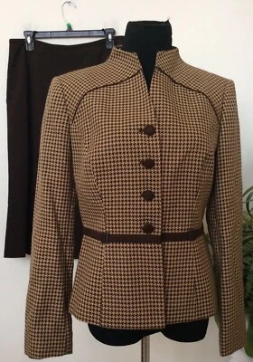 Traje Falda John Meyer Para Mujer Beige Marrón 100% Poliéster 2 Piezas Talla 8 Usado en Excelente Condición Foto 1 de 4
