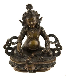 Statue Bouddhiste - Jambhala - Dzambhala - Vaisravana - Cuivre - 700 gr.  #25487 - Picture 1 of 5