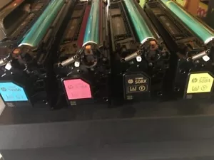 HP 508A Set of 4 Laser Toner Cartridges PARTIALLY FULL YEL BK MAGENTA CYAN - Picture 1 of 2