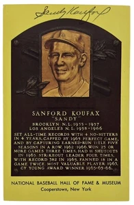 SANDY KOUFAX SIGNED HALL OF FAME PLAQUE POSTCARD 3.5 X 5.5 L.A. DODGERS COA PSA - Picture 1 of 2