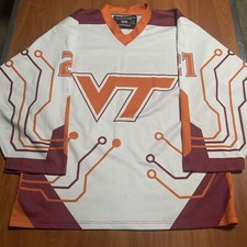2010s Game Worn VT Virginia Tech Hokies Roller Hockey Jersey Used White L