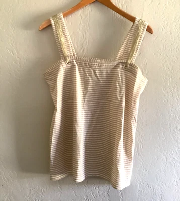 Мягкое окружение желтовато-коричневый в полоску Майка с золотой ремень акцент маленький EUC - Изображение 1 из 4