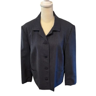 Blazer de lana Talbots talla 14 jaspeado azul marino 100 % pura-nueva ropa de carrera Corpcore Foto 1 de 4