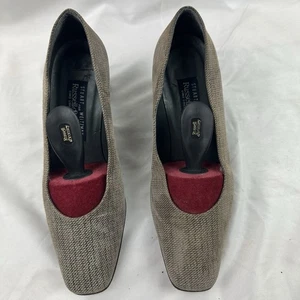 Stuart Weitzman for Russell & Bromley Brown Woven Heeled Pumps UK 6 Square Toe - Picture 1 of 8