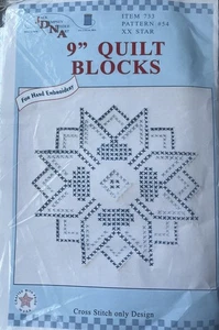Jack Dempsey 733 54 Stamped White Quilt Blocks 9"X9" 12/Pkg-XX Stars - Picture 1 of 2