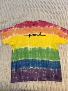 Proud Shirt Adult XL Colorful Rainbow Tie Dye Pride Tee Lightweight New - Picture 1 of 3