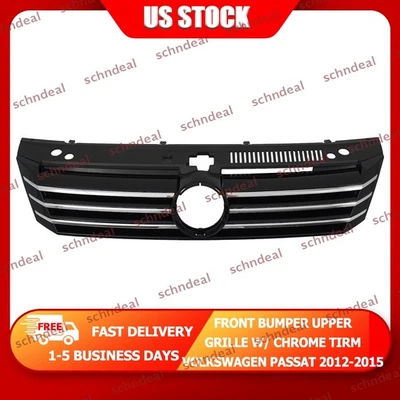 Chrome Edge Front Bumper Upper Grille Grill Volkswagen Passat 2012-2015 FreeShip - Imagem 1 de 4