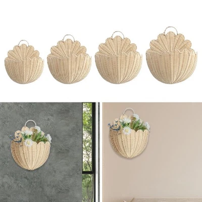 Wall Hanging Basket Imitation Rattan Handwoven for Farmhouse Flowers Bedroom - Image 1 of 2