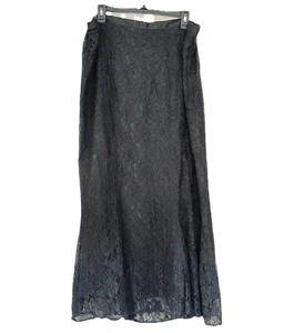 Diane Von Furstenberg Silk Assets Black Lace A-line Skirt Zip Sz 1X Silk Lining - Picture 1 of 9