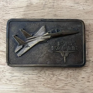 Hebilla de cinturón de latón 1977 conexión F-15 Eagle avión militar vintage - Imagen 1 de 6